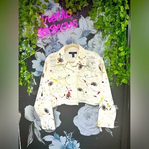 Custom-made Kansas City Chiefs, white, distressed, jean jacket